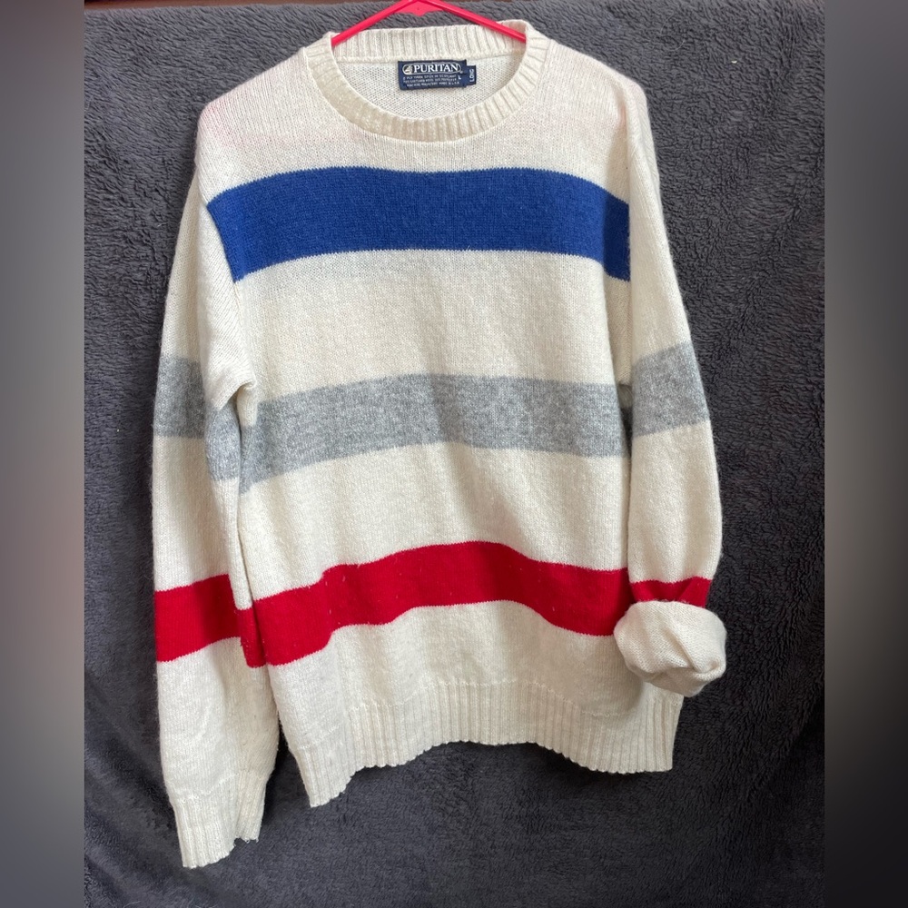 Puritan Red, White, and Blue Knit Sweater